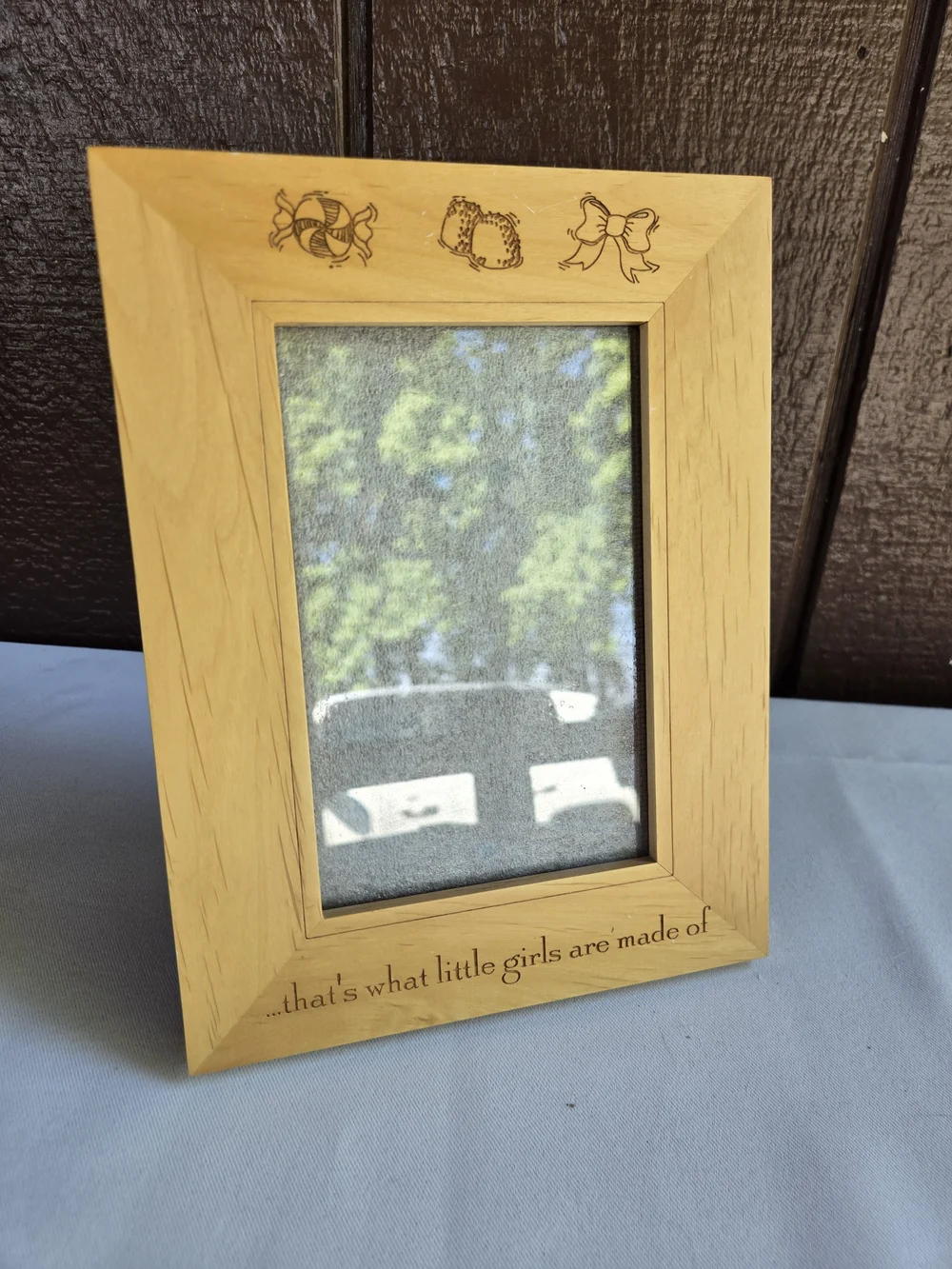...thats what little girls are made of Wooden Photo Frame W/ Candy & Bow Design